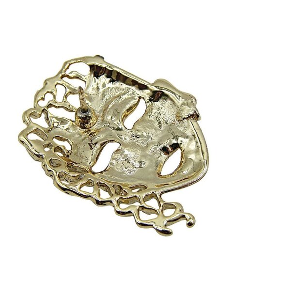 Mardi Gras Thai Style Oriental Mask Brooch Hat Lapel Pin Pink Stone Gothic - Picture 12 of 12